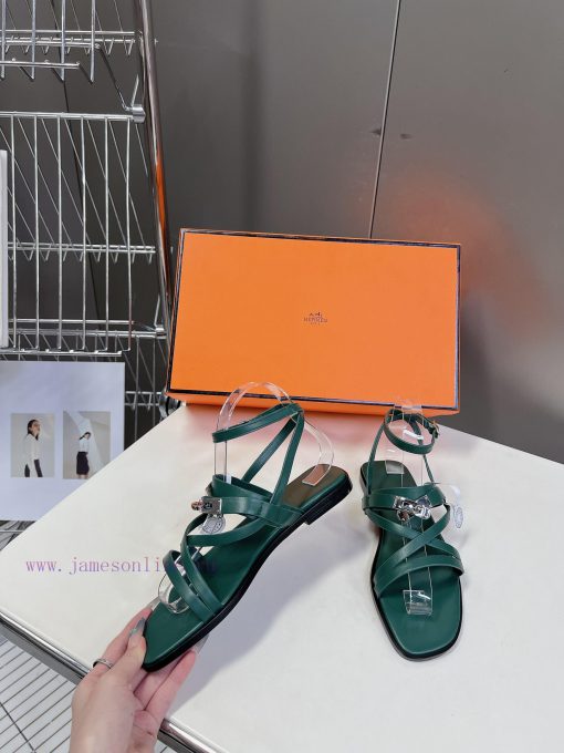 Hermes 2024 Spring/Summer New Kelly SandalsThe Kelly hardware buckle, which is the only strasazqdq6u - Image 5