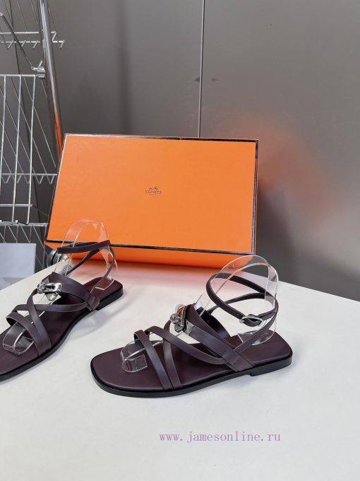Hermes 2024 Spring/Summer New Kelly SandalsThe Kelly hardware buckle, which is the only strauf1k1zsd - Image 4