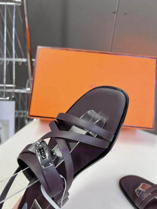 Hermes 2024 Spring/Summer New Kelly SandalsThe Kelly hardware buckle, which is the only strauf1k1zsd - Image 8