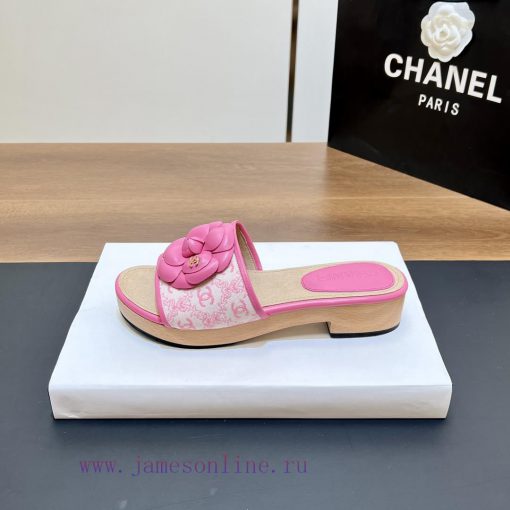 Top tierSynchronized Solid Wood Thick Bottom Slippers 2024 Summer New Chanel Camellia Cool Svwa8asz0 - Image 7
