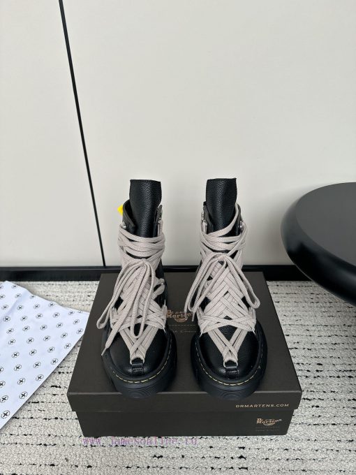 Rickowens x Dr. Martens Co branded 24 New Strap Thick Bottom Height Boosting Martin BootsThehda6168c - Image 2
