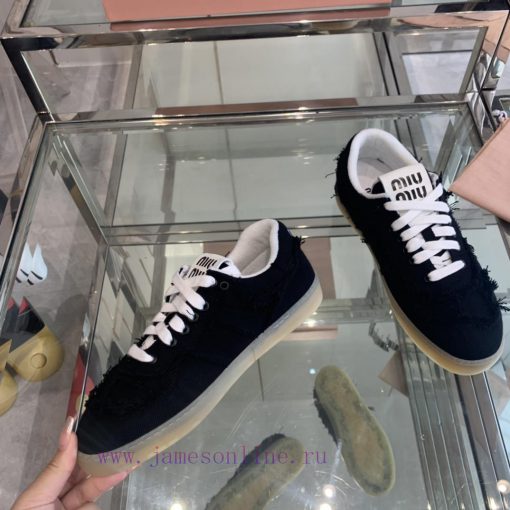 Miu Miu 2024s new retro distressed fringed canvas shoesThis Miu Miu sports shoe cleverly expx7tivrwk - Image 4