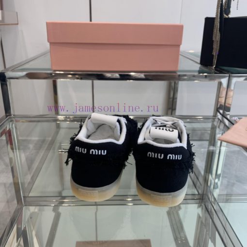 Miu Miu 2024s new retro distressed fringed canvas shoesThis Miu Miu sports shoe cleverly expx7tivrwk - Image 8