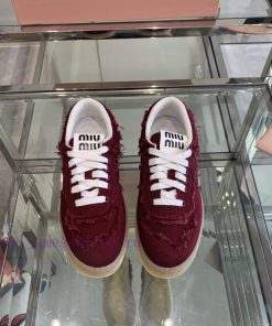 Miu Miu 2024s new retro distressed fringed canvas shoesThis Miu Miu sports shoe cleverly expigxamkiy