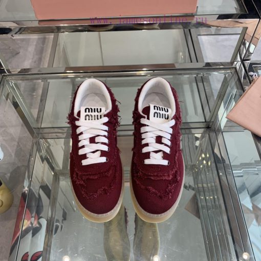 Miu Miu 2024s new retro distressed fringed canvas shoesThis Miu Miu sports shoe cleverly expigxamkiy - Image 2