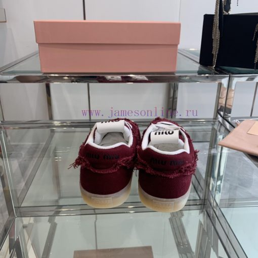 Miu Miu 2024s new retro distressed fringed canvas shoesThis Miu Miu sports shoe cleverly expigxamkiy - Image 8