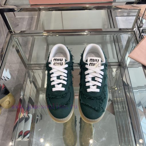 Miu Miu 2024s new retro distressed fringed canvas shoesThis Miu Miu sports shoe cleverly exphkt4a5vw - Image 2