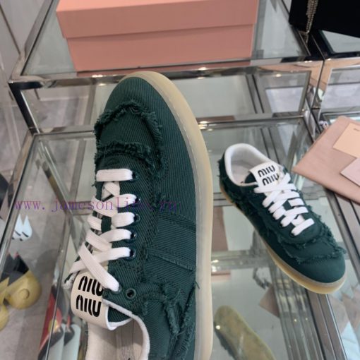 Miu Miu 2024s new retro distressed fringed canvas shoesThis Miu Miu sports shoe cleverly exphkt4a5vw - Image 6