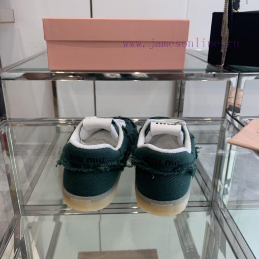 Miu Miu 2024s new retro distressed fringed canvas shoesThis Miu Miu sports shoe cleverly exphkt4a5vw - Image 8
