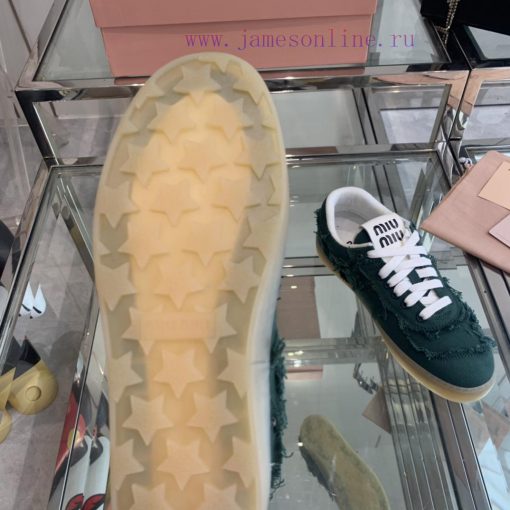 Miu Miu 2024s new retro distressed fringed canvas shoesThis Miu Miu sports shoe cleverly exphkt4a5vw - Image 10