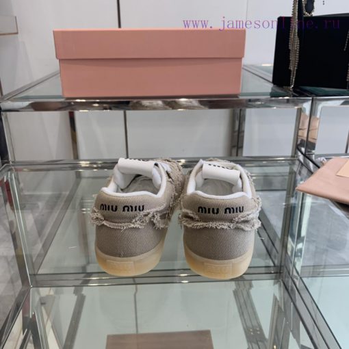 Miu Miu 2024s new retro distressed fringed canvas shoesThis Miu Miu sports shoe cleverly exph6cshvhw - Image 8