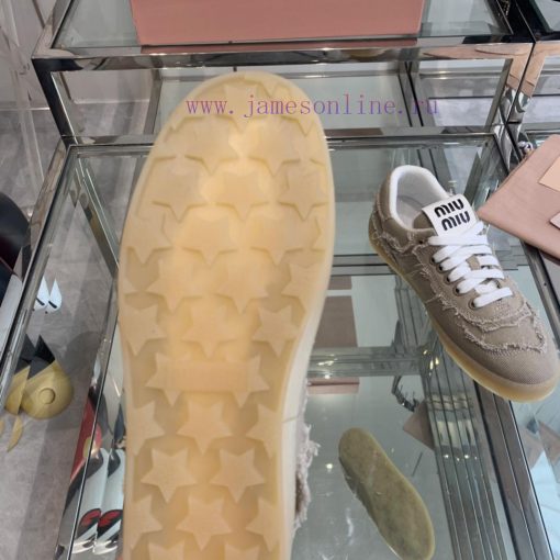 Miu Miu 2024s new retro distressed fringed canvas shoesThis Miu Miu sports shoe cleverly exph6cshvhw - Image 10