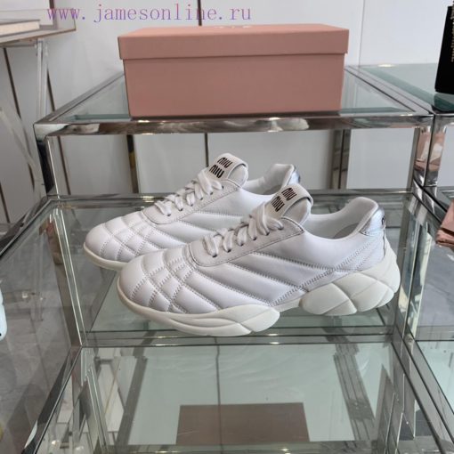 Miu Miu 2024SS new thick soled casual height increasing white shoes, Miu Miu's new 'comfort 8v7vwu51 - Image 3