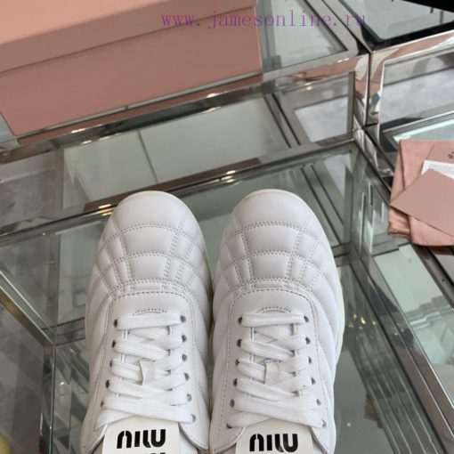 Miu Miu 2024SS new thick soled casual height increasing white shoes, Miu Miu's new 'comfort 8v7vwu51 - Image 7