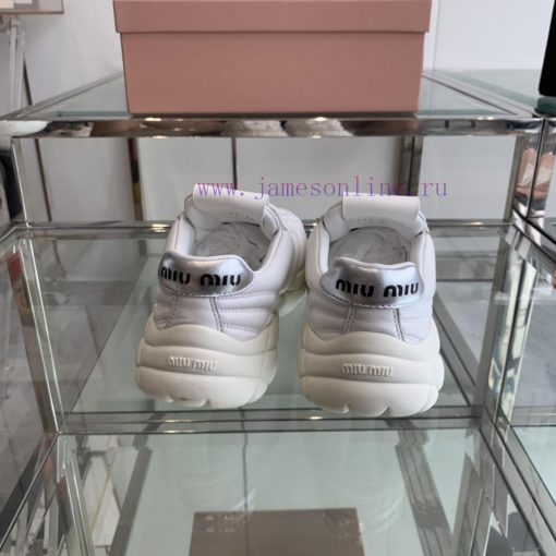 Miu Miu 2024SS new thick soled casual height increasing white shoes, Miu Miu's new 'comfort 8v7vwu51 - Image 8
