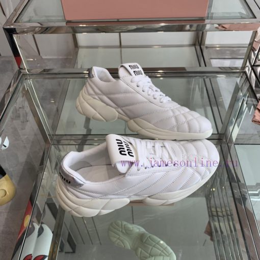 Miu Miu 2024SS new thick soled casual height increasing white shoes, Miu Miu's new 'comfort 8v7vwu51 - Image 9