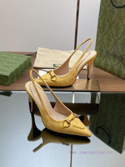 2024 G Home New GUcc 𝐢 Horseneck Buckle Open Heel Shallow Mouth Sandals Cat Heel G Flower Sanir0tdvf - Image 3