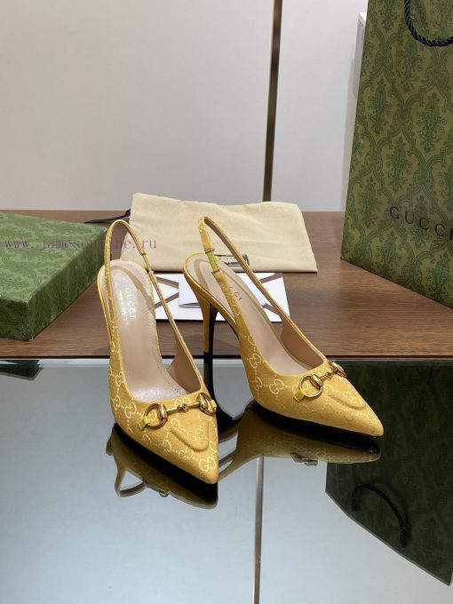 2024 G Home New GUcc 𝐢 Horseneck Buckle Open Heel Shallow Mouth Sandals Cat Heel G Flower Sanir0tdvf - Image 5