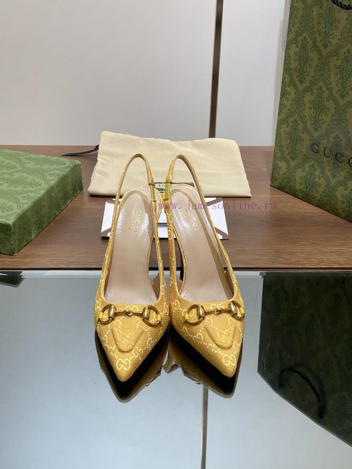 2024 G Home New GUcc 𝐢 Horseneck Buckle Open Heel Shallow Mouth Sandals Cat Heel G Flower Sanir0tdvf - Image 6