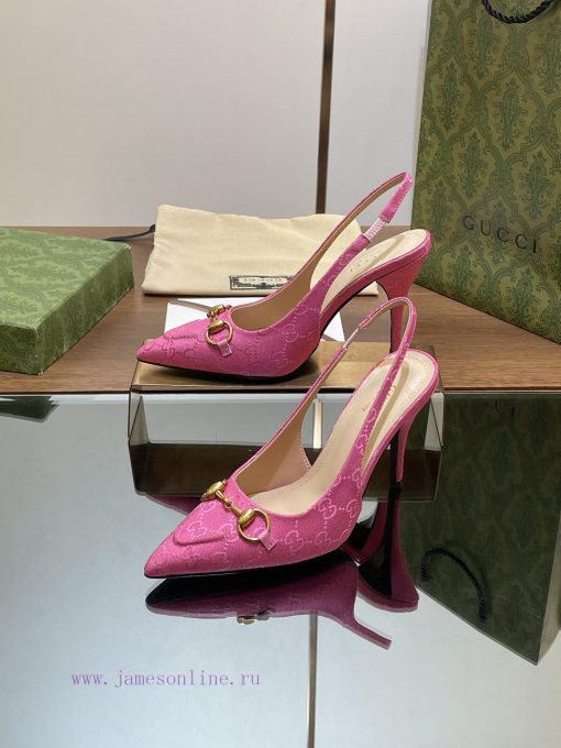 2024 G Home New GUcc 𝐢 Horseneck Buckle Open Heel Shallow Mouth Sandals Cat Heel G Flower Sa8f6xt70d - Image 4