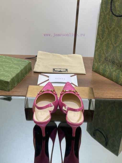 2024 G Home New GUcc 𝐢 Horseneck Buckle Open Heel Shallow Mouth Sandals Cat Heel G Flower Sa8f6xt70d - Image 8