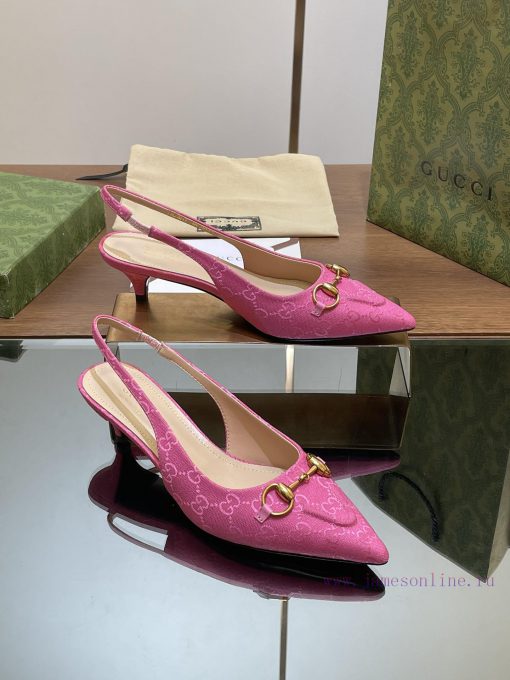 2024 G Home New GUcc 𝐢 Horseneck Buckle Open Heel Shallow Mouth Sandals Cat Heel G Flower Sae1g7x2vv - Image 3