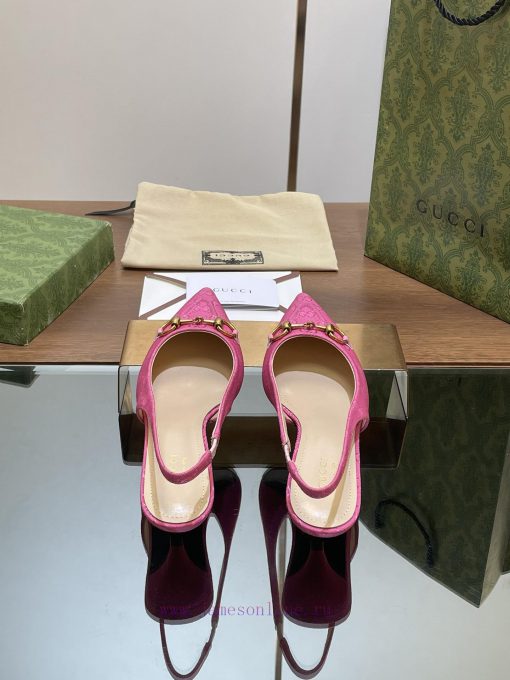 2024 G Home New GUcc 𝐢 Horseneck Buckle Open Heel Shallow Mouth Sandals Cat Heel G Flower Sae1g7x2vv - Image 8