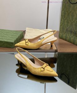 2024 G Home New GUcc 𝐢 Horseneck Buckle Open Heel Shallow Mouth Sandals Cat Heel G Flower Saqt2cevj5