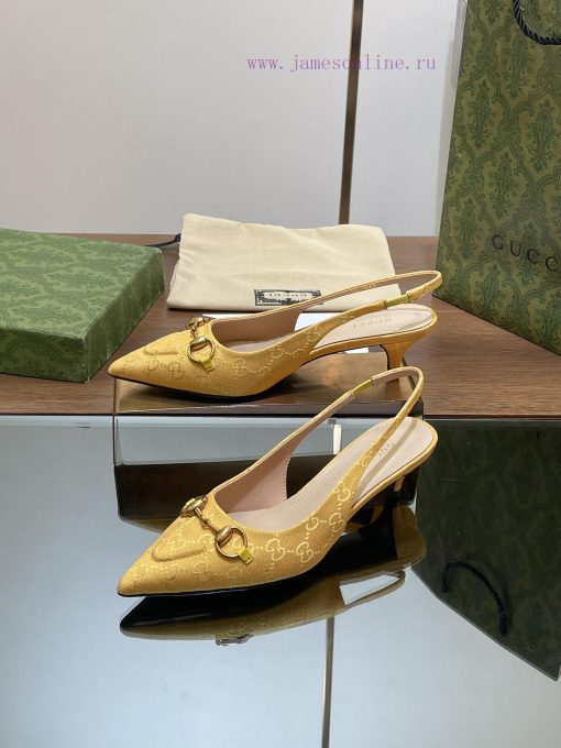 2024 G Home New GUcc 𝐢 Horseneck Buckle Open Heel Shallow Mouth Sandals Cat Heel G Flower Saqt2cevj5 - Image 7