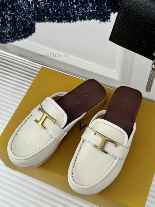 TOD's Classic Explosive Thick Bottom Metal BuckleHalf drag seriesOriginal customized calf ledkdcfojd - Image 3
