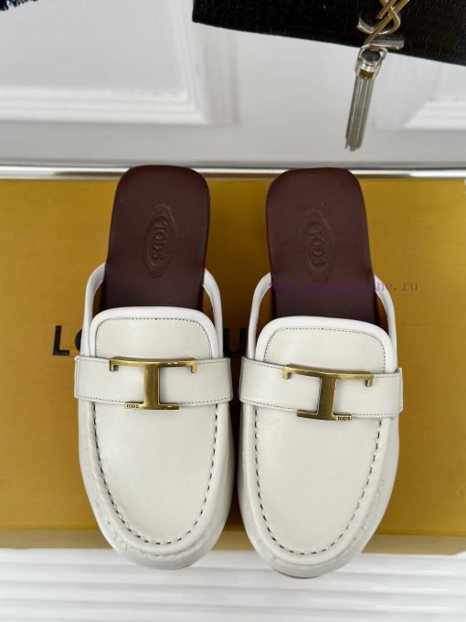 TOD's Classic Explosive Thick Bottom Metal BuckleHalf drag seriesOriginal customized calf ledkdcfojd - Image 5