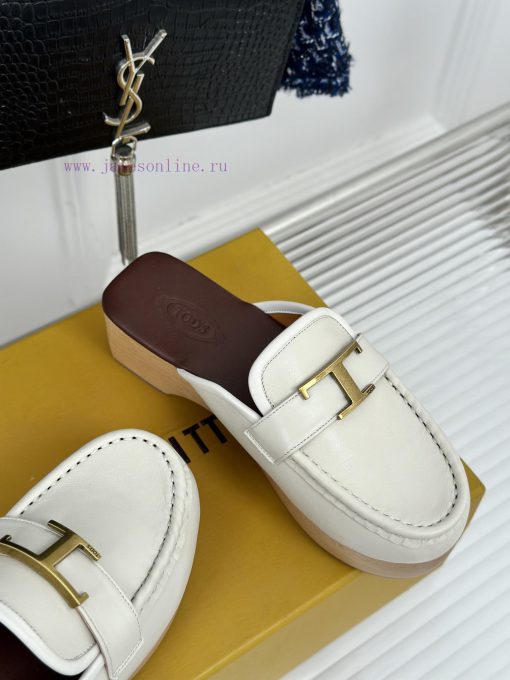TOD's Classic Explosive Thick Bottom Metal BuckleHalf drag seriesOriginal customized calf ledkdcfojd - Image 6