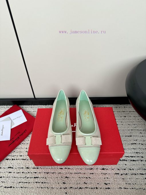 FERRAGAM * 24/Early Spring New SF Ferragamo Flat Single ShoesThis year's hot bow tie is pair9238fmfi - Image 2
