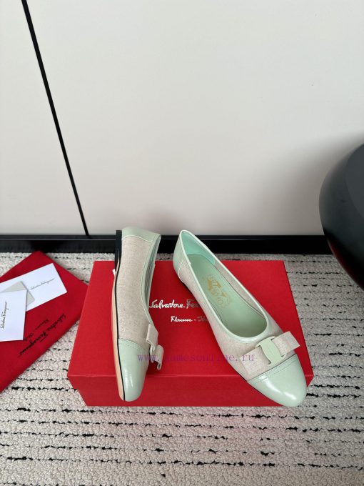 FERRAGAM * 24/Early Spring New SF Ferragamo Flat Single ShoesThis year's hot bow tie is pair9238fmfi - Image 4