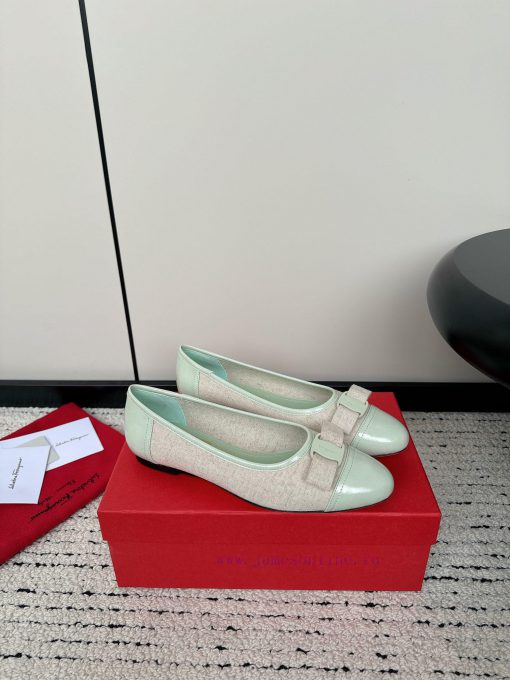 FERRAGAM * 24/Early Spring New SF Ferragamo Flat Single ShoesThis year's hot bow tie is pair9238fmfi - Image 5