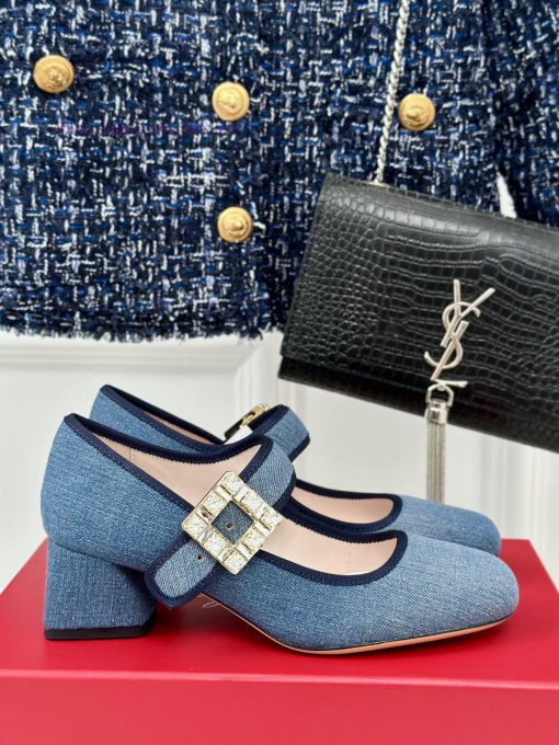 Roger Vivier | RV Classic Diamond BuckleRough heeled Mary Jane single shoesFull of girlish saixym4e7