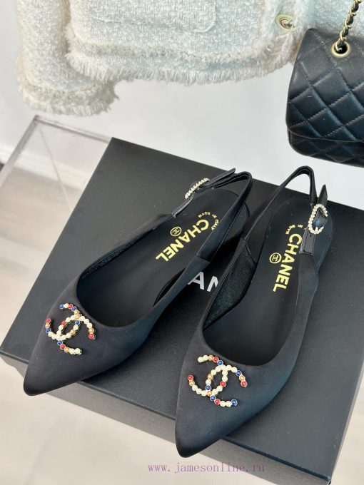 Chanel | Chanel 24P New Product ClassicDouble C-pointed back empty sandalsThe shoe upper is s88na4v4 - Image 3