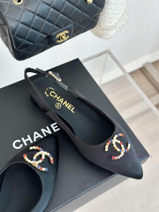 Chanel | Chanel 24P New Product ClassicDouble C-pointed back empty sandalsThe shoe upper is s88na4v4 - Image 6