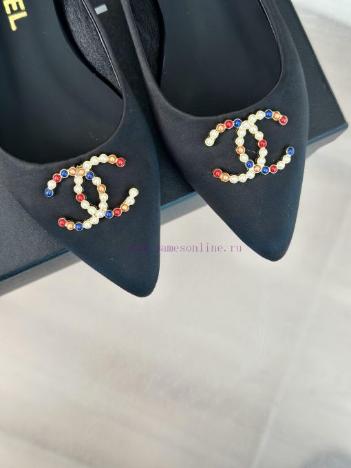 Chanel | Chanel 24P New Product ClassicDouble C-pointed back empty sandalsThe shoe upper is s88na4v4 - Image 8