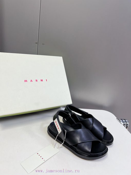 Marni's new spring and summer cross strap sandals are designed with contrasting colors for a0u54rj5y - Image 3