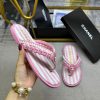 CHANEL 2024 latest beach series toe flip flops Hand woven upper with colorful sheepskin fabrhmshtxgi