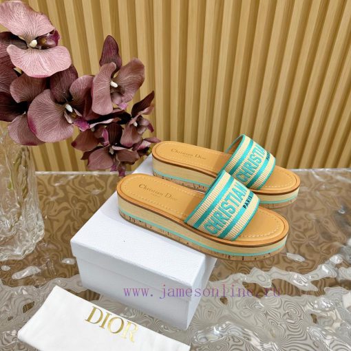 Top tierDIOR2024/𝐒𝐧𝐞𝐰 Spring/Summer New Product Thick Bottom Color blocked Slippers DIOR Dioafsas17f - Image 3