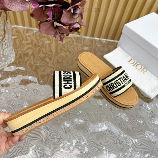 Top tierDIOR2024/𝐒𝐧𝐞𝐰 Spring/Summer New Product Thick Bottom Color blocked Slippers DIOR Dio6lbrkoas - Image 6