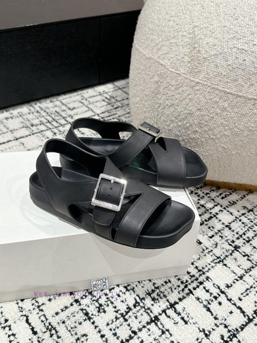 Couple styleLOEWE 24/Spring/Summer New Cross Leather Wrap Boken Shoes Beach Shoes Cool Slipp803pluz8 - Image 3