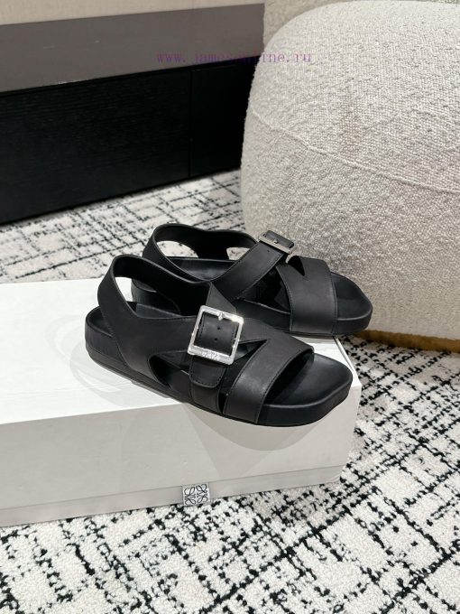 Couple styleLOEWE 24/Spring/Summer New Cross Leather Wrap Boken Shoes Beach Shoes Cool Slipp803pluz8 - Image 4