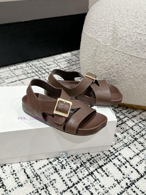 Couple styleLOEWE 24/Spring/Summer New Cross Leather Wrap Boken Shoes Beach Shoes Cool Slipp1ntqqni3 - Image 3