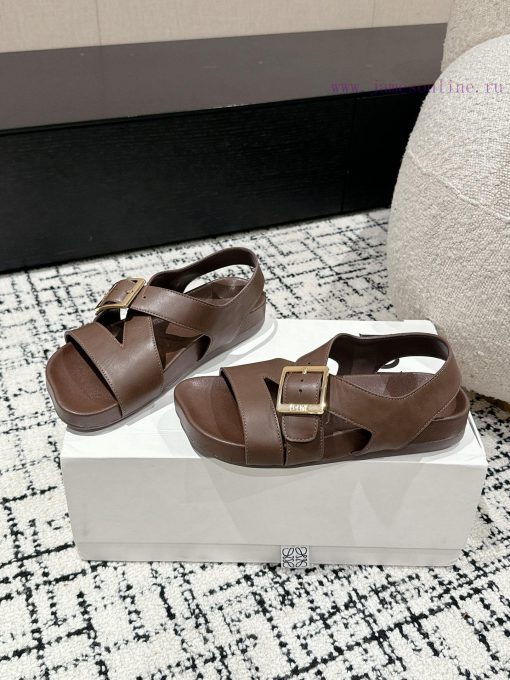 Couple styleLOEWE 24/Spring/Summer New Cross Leather Wrap Boken Shoes Beach Shoes Cool Slipp1ntqqni3 - Image 4