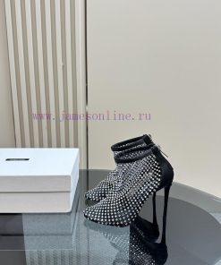 DOLCE&GABBANA women's high-heeled rhinestone mesh boots, elastic design, pull design, high hz01x2qwm