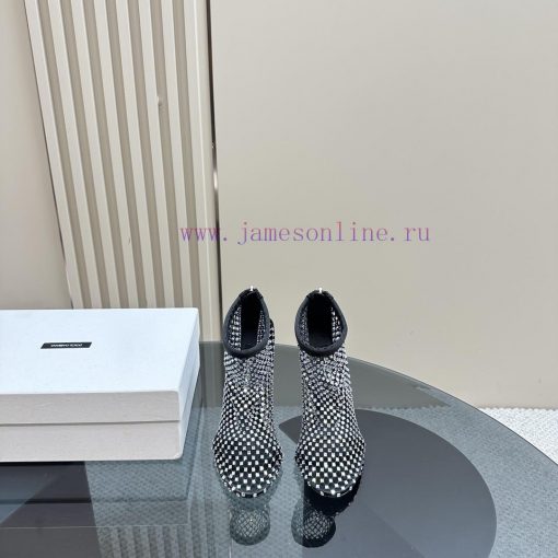 DOLCE&GABBANA women's high-heeled rhinestone mesh boots, elastic design, pull design, high hz01x2qwm - Image 3