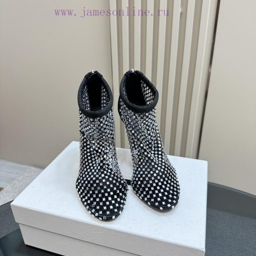 DOLCE&GABBANA women's high-heeled rhinestone mesh boots, elastic design, pull design, high hz01x2qwm - Image 4